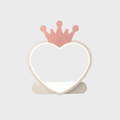Vivolux | Cartoon Herz Wand sconces Beleuchtung Acryl LED Kinderzimmer Wandmontage Lampe mit Gold/Pink Krone Design
