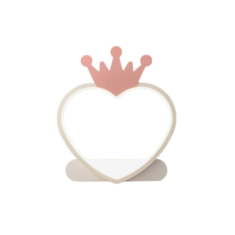Vivolux | Cartoon Herz Wand sconces Beleuchtung Acryl LED Kinderzimmer Wandmontage Lampe mit Gold/Pink Krone Design