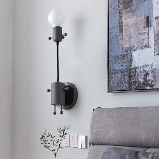 Vivolux | Robot Wandmontagebeleuchtung Nordic Stil Metall 1 Kopf Grau/Weiß/Grün Wandlampe Fassung mit Schwenkarm