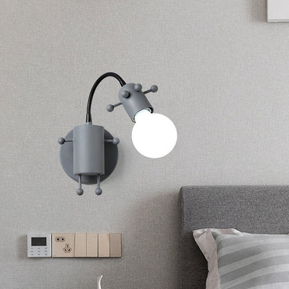 Vivolux | Robot Wandmontagebeleuchtung Nordic Stil Metall 1 Kopf Grau/Weiß/Grün Wandlampe Fassung mit Schwenkarm