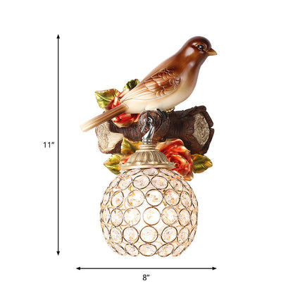 Vivolux | Bruine Enkele Gloeilamp Wandlamp Retro Stijl Duidelijke Kristal Versierde Bubble Vogel Ontworpen Wandgemonteerde Verlichting, Links/Rechts