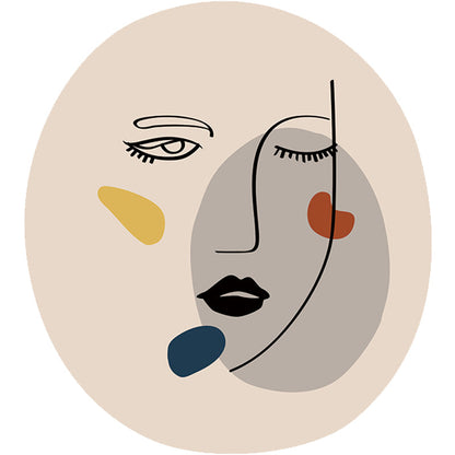 Vivolux | Elfenbein Unregelmäßiger Schlafzimmerteppich Neuheit Abstract Gesicht Muster Bereichsteppich Polyester Anti-Rutsch-Rücken Teppich