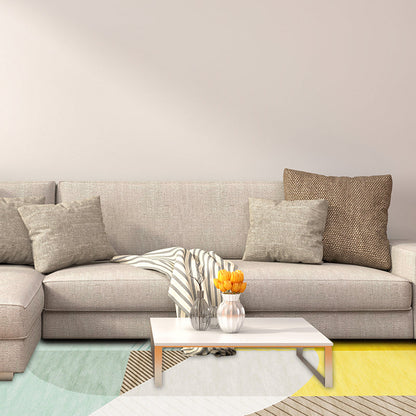 Vivolux | Skandinavische Neuheiten-Teppich in Grün und Orange Farbblock Geometrisches Muster Teppich Polyester Rutschfester Teppich für die Wohnkultur