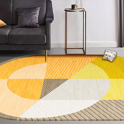 Vivolux | Skandinavische Neuheiten-Teppich in Grün und Orange Farbblock Geometrisches Muster Teppich Polyester Rutschfester Teppich für die Wohnkultur