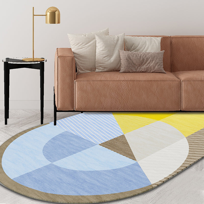 Vivolux | Skandinavische Neuheiten-Teppich in Grün und Orange Farbblock Geometrisches Muster Teppich Polyester Rutschfester Teppich für die Wohnkultur