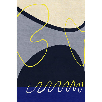 Vivolux | Blau und Grünes Abstraktes Teppich Polyester Modernistischer Teppich Waschbar Haustierfreundlicher Teppich für Wohnzimmer