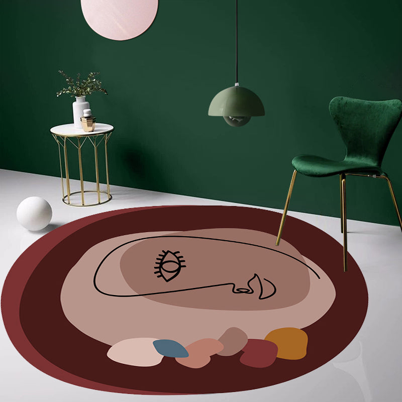 Vivolux | Eenvoudig Nieuwigheid Onregelmatige Tapijt in Bruin Abstract Gezicht Patroon Tapijt Polyester Vlekbestendige Vloerkleed voor Huisdecoratie