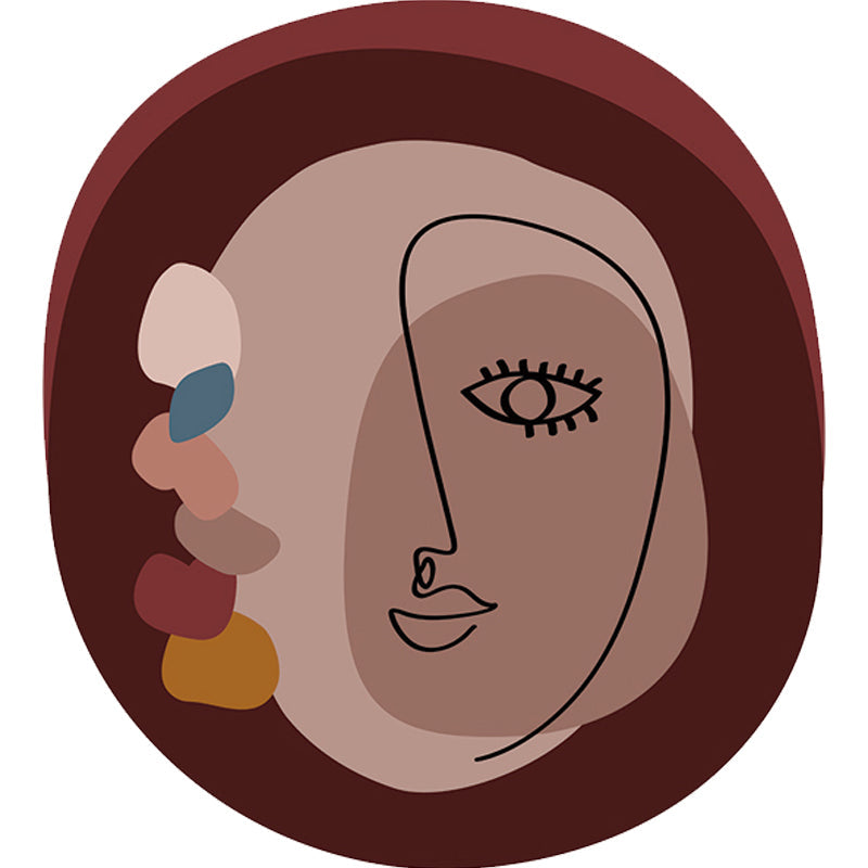 Vivolux | Eenvoudig Nieuwigheid Onregelmatige Tapijt in Bruin Abstract Gezicht Patroon Tapijt Polyester Vlekbestendige Vloerkleed voor Huisdecoratie