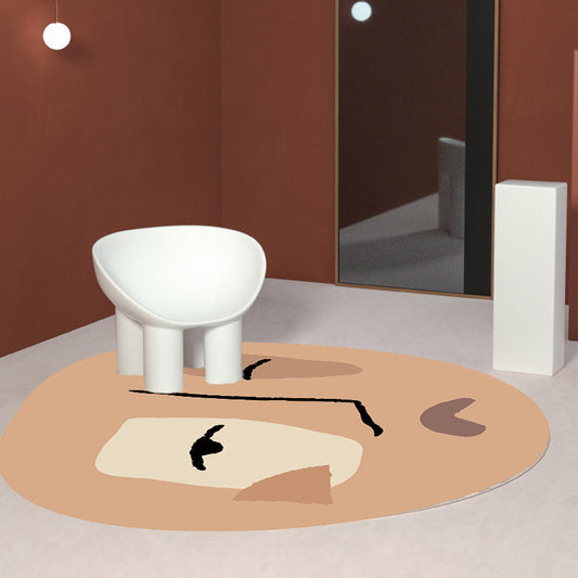 Vivolux | Braun Unregelmäßiger Schlafzimmerteppich Neuheit Abstraktes Malerei Muster Bereichsteppich Polyester Haustierfreundlicher Teppich