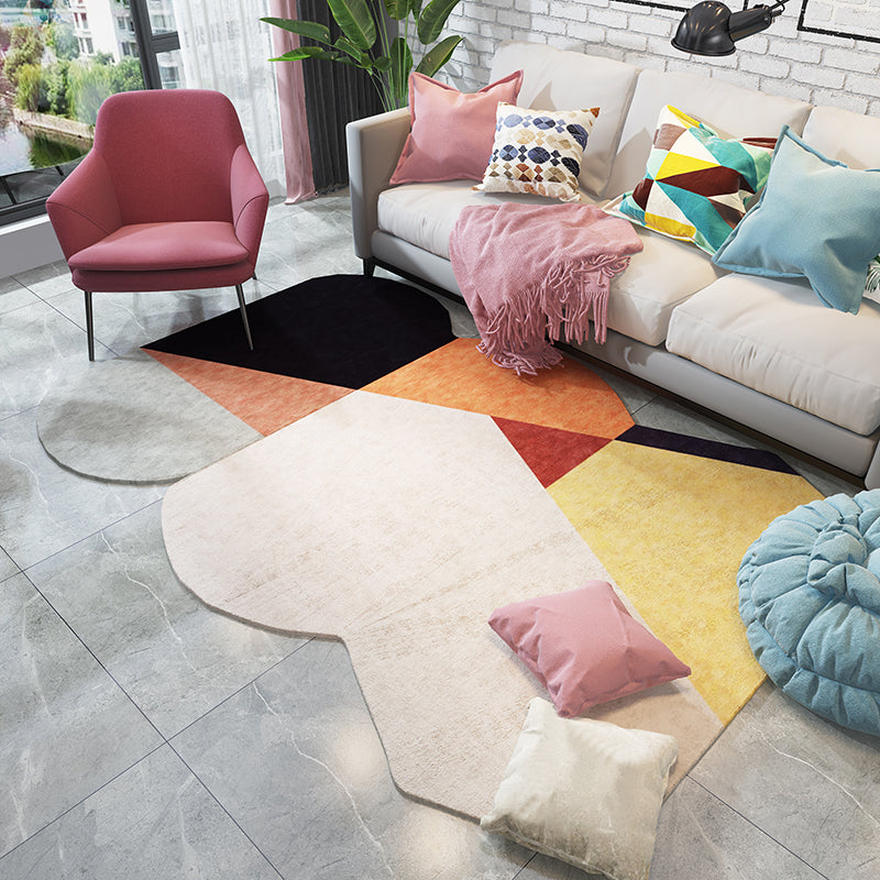 Vivolux | Groene en Blauwe Onregelmatige Vloerkleed Slaapkamer Nieuwigheid Kleurblok Patroon Gebied Vloerkleed Polyester Vlekbestendig Tapijt