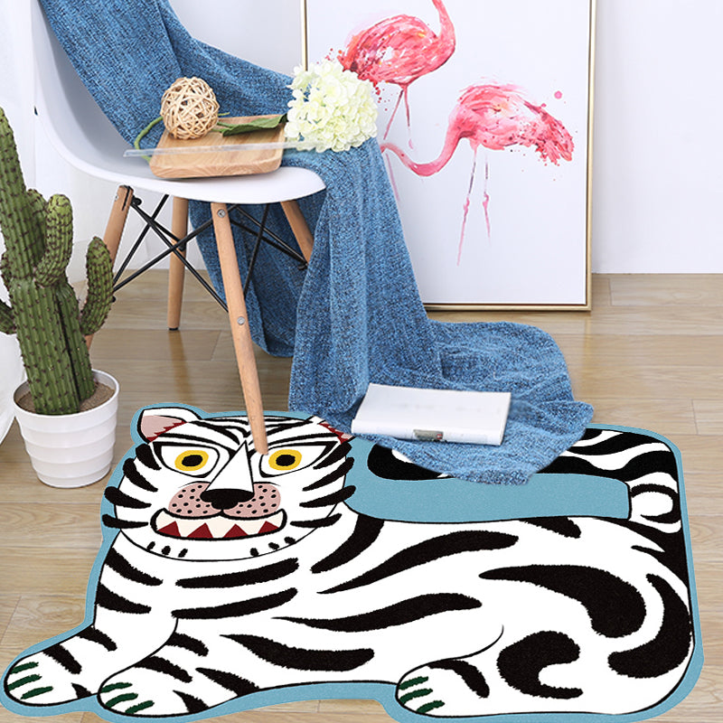 Vivolux | Stilvoller Kinder Irregular Teppich in Pink und Braun Tier Tiger Löwe Muster Teppich Polyester Waschbar Teppich für das Kinderzimmer