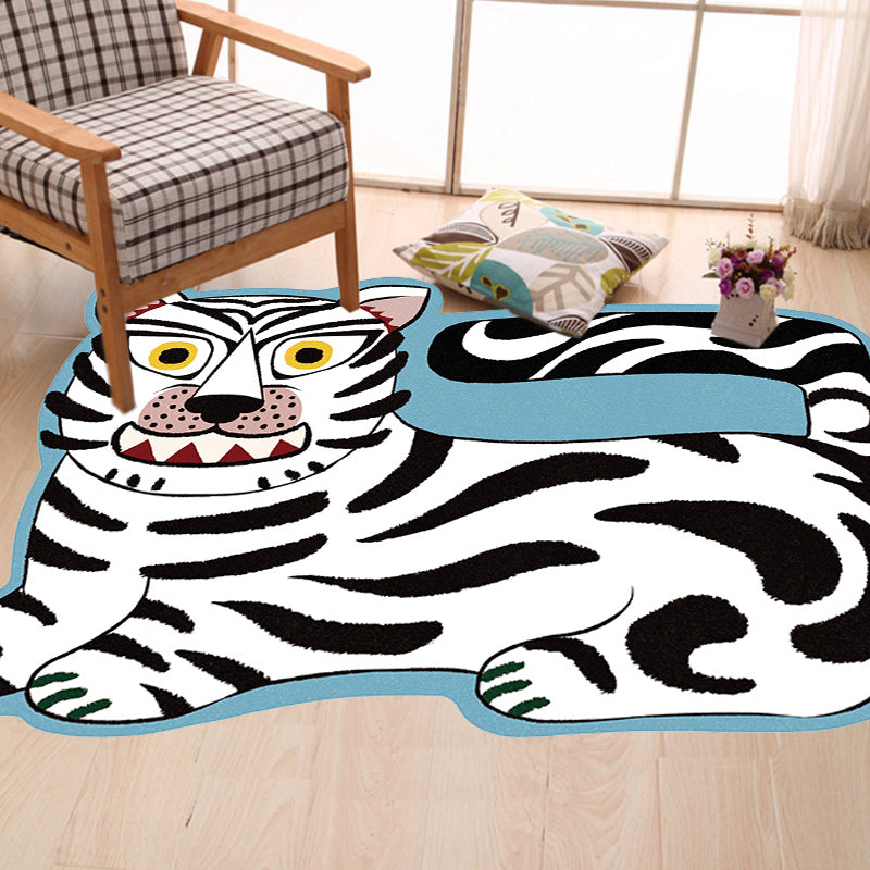 Vivolux | Stilvoller Kinder Irregular Teppich in Pink und Braun Tier Tiger Löwe Muster Teppich Polyester Waschbar Teppich für das Kinderzimmer