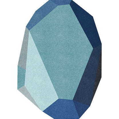 Vivolux | Gry und Blaues Irreguläres Teppich Schlafzimmer Neuheit Farbblockmuster Teppich Polyester Waschbarer Teppich