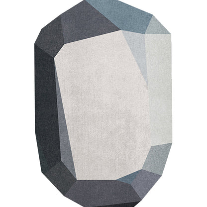 Vivolux | Gry und Blaues Irreguläres Teppich Schlafzimmer Neuheit Farbblockmuster Teppich Polyester Waschbarer Teppich