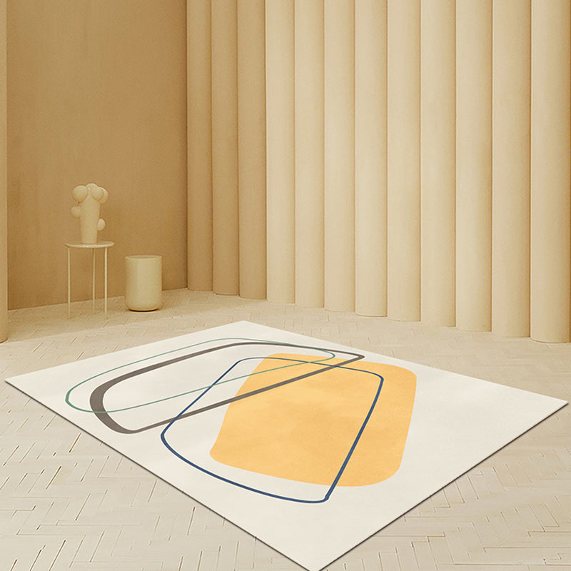 Vivolux | Beige Abstract Teppich Polyester Moderner Teppich Rutschfeste Rückseite Haustierfreundlicher Teppich für das Wohnzimmer