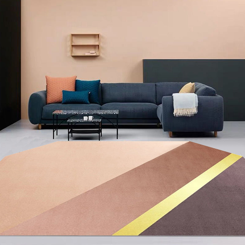 Vivolux | Nieuwe Woonkamer Onregelmatige Vloerkleed in Bruin Kleurblok Rechthoek Print Vloerkleed Polyester Vlekbestendige Gebied Vloerkleed