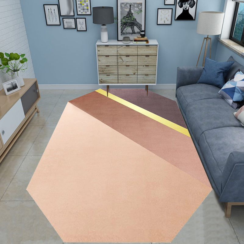 Vivolux | Nieuwe Woonkamer Onregelmatige Vloerkleed in Bruin Kleurblok Rechthoek Print Vloerkleed Polyester Vlekbestendige Gebied Vloerkleed