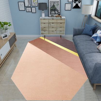 Vivolux | Nieuwe Woonkamer Onregelmatige Vloerkleed in Bruin Kleurblok Rechthoek Print Vloerkleed Polyester Vlekbestendige Gebied Vloerkleed