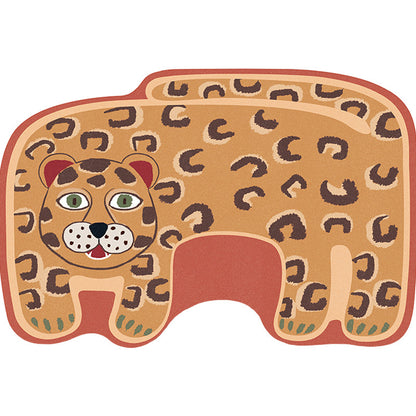 Vivolux | Kinderen Irreguliere Slaapkamer Vloerkleed in Rood en Bruin Dier Tijger Leeuw Luipaard Print Vloerkleed Polyester Antislip Onderkant Area Vloerkleed