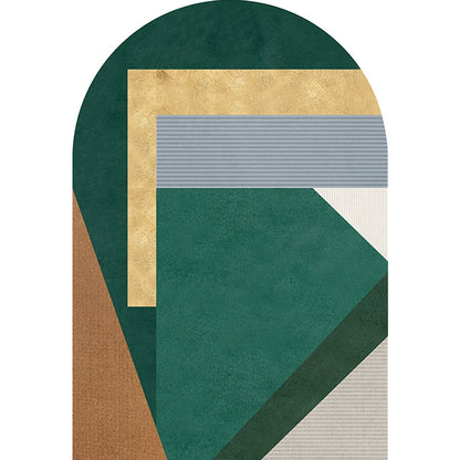 Vivolux | Groene Onregelmatige Slaapkamer Tapijt Noviteit Kleurblokpatroon Gebied Tapijt Polyester Vlekbestendig Vloerkleed
