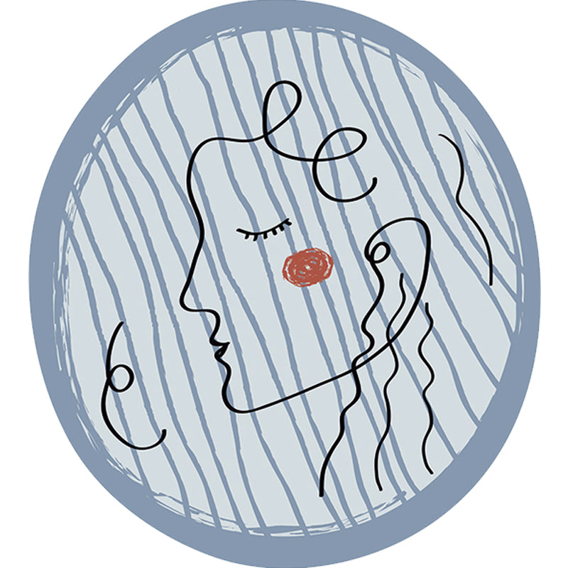 Vivolux | Neuheit Wohnzimmer Unregelmäßiger Teppich in Blau Abstraktem Gemälde Druck Teppich Polyester Rutschfeste Rückseite Teppich