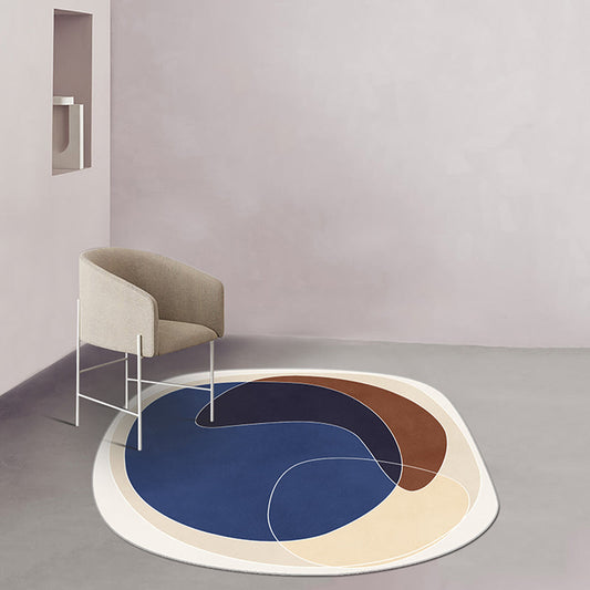 Vivolux | Oranje en Blauwe Onregelmatige Tapijt Slaapkamer Noviteit Kleurblokpatroon Gebiedstapijt Polyester Antislip Tapijt