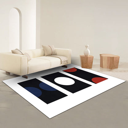 Vivolux | Zwart en Rood Abstract Tapijt Polyester Moderne Tapijt Wasbaar Dier Vriendelijk Gebied Tapijt voor Woonkamer