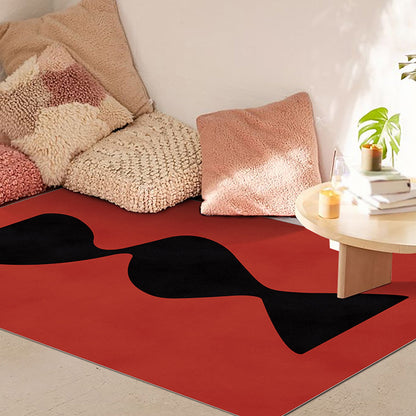 Vivolux | Zwart en Rood Abstract Tapijt Polyester Moderne Tapijt Wasbaar Dier Vriendelijk Gebied Tapijt voor Woonkamer