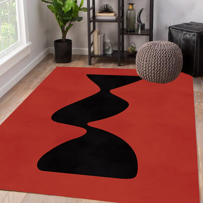 Vivolux | Zwart en Rood Abstract Tapijt Polyester Moderne Tapijt Wasbaar Dier Vriendelijk Gebied Tapijt voor Woonkamer