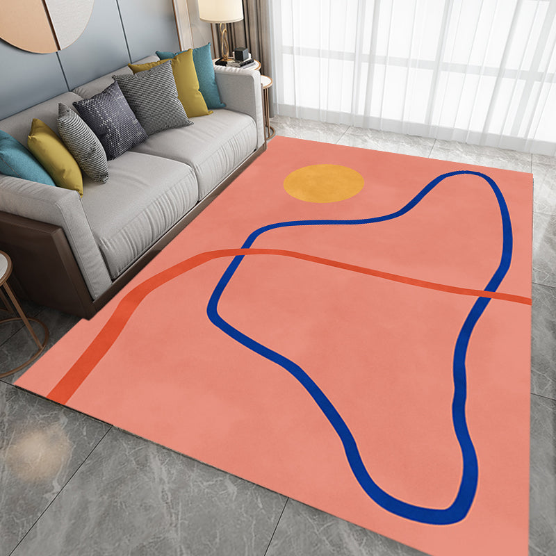 Vivolux | Bijzondere Abstract Tapijt Roze en Geel Polyester Tapijt Antislip Achterkant Huisdier Vriendelijk gebied Tapijt voor Woonkamer