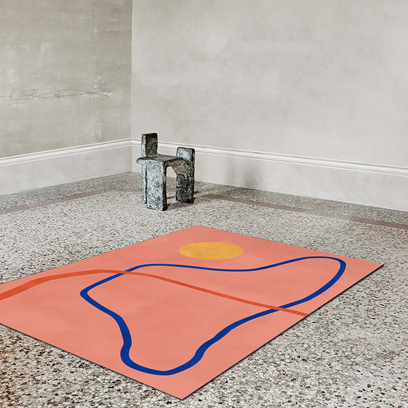 Vivolux | Bijzondere Abstract Tapijt Roze en Geel Polyester Tapijt Antislip Achterkant Huisdier Vriendelijk gebied Tapijt voor Woonkamer