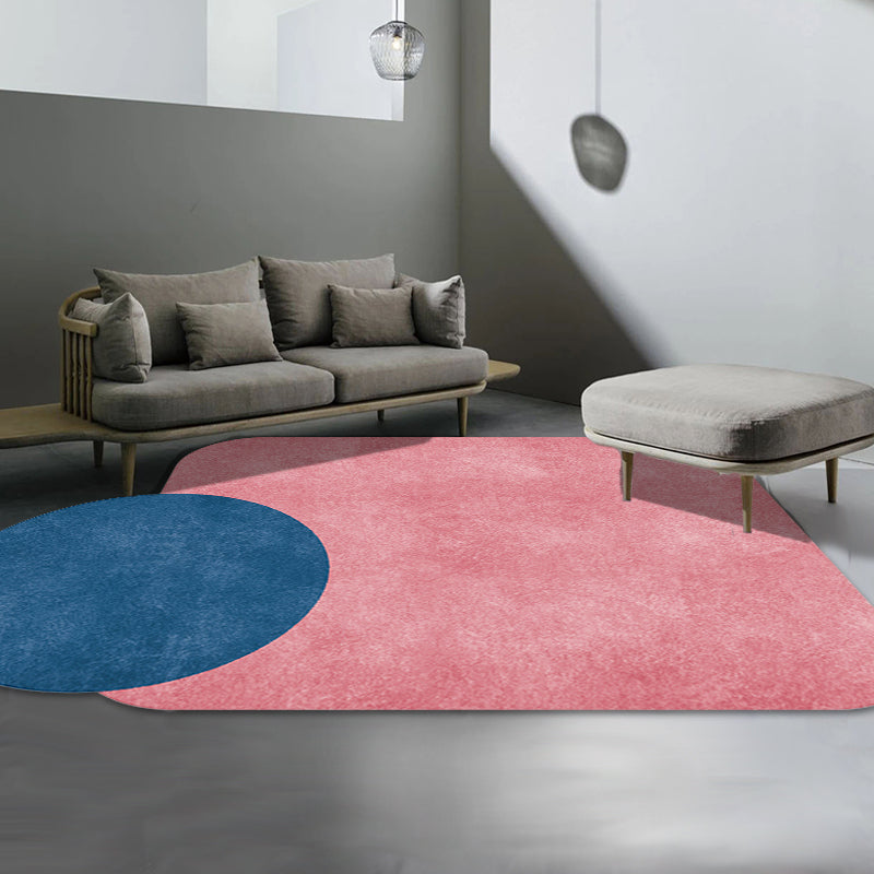 Vivolux | Nieuwe Woonkamer Onregelmatig Tapijt in Grijs en Roze Kleur Blok Cirkel Rechthoek Print Tapijt Polyester Antislip Gebied Tapijt