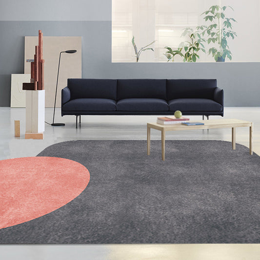 Vivolux | Nieuwe Woonkamer Onregelmatig Tapijt in Grijs en Roze Kleur Blok Cirkel Rechthoek Print Tapijt Polyester Antislip Gebied Tapijt