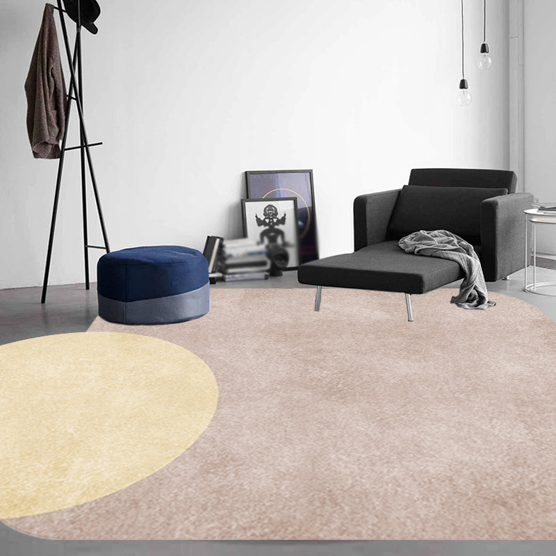 Vivolux | Nieuwe Woonkamer Onregelmatig Tapijt in Grijs en Roze Kleur Blok Cirkel Rechthoek Print Tapijt Polyester Antislip Gebied Tapijt