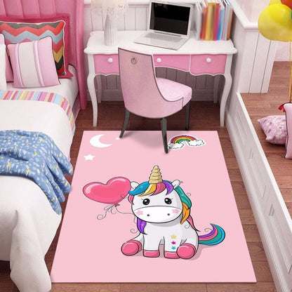 Vivolux | Schatten Cartoon Personage Patroon Tapijt Roze en Groen Kindertapijt Polyester Huisdiervriendelijk Wasbaar Antislip Ondergrond Gebiedstapijt voor Kinderkamer