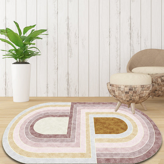 Vivolux | Roze Slaapkamer Tapijt Novelty Kleurblok Patroon Gebied Tapijt Polyester Machine Wasbaar Tapijt