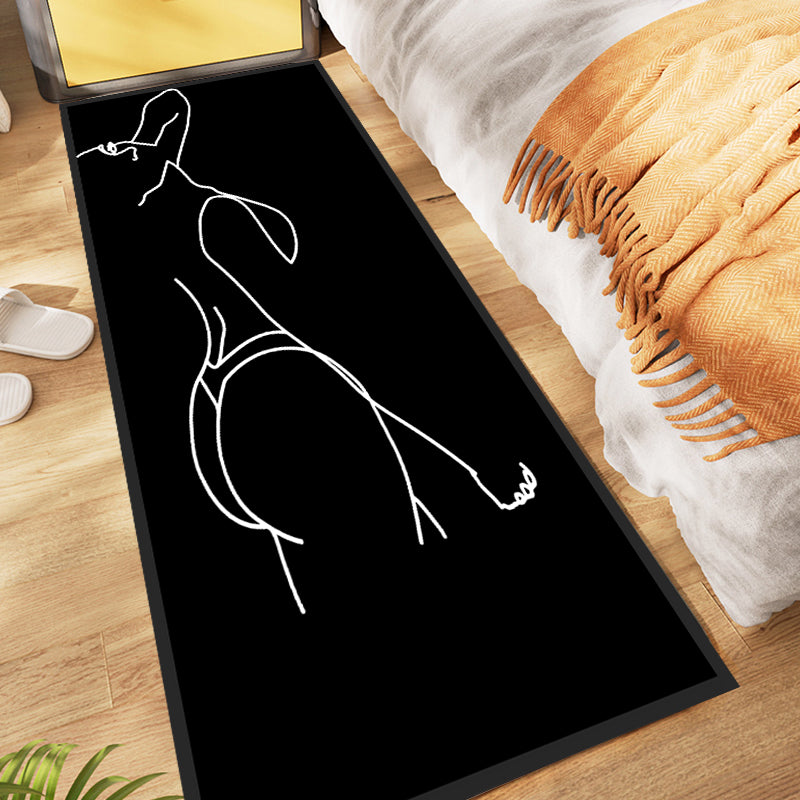 Vivolux | Nieuwheid Abstract Vloerkleed Modern Zwart Polyester Vloerkleed Antislip Huisdier Vriendelijk Gebied Vloerkleed voor Slaapkamer