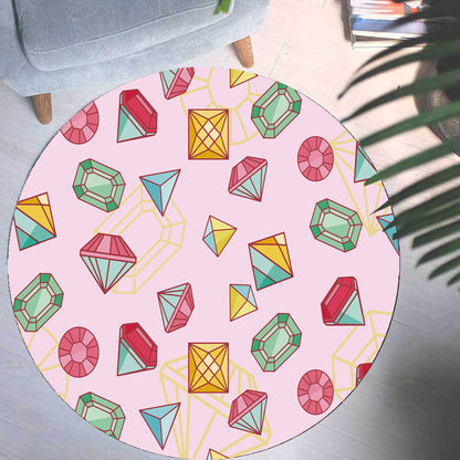 Vivolux | Rosa und Lila Kinderteppich Polyester Diamant- und Sockenmuster Teppich Haustierfreundlich Waschbar Antirutsch Rückseite Teppich für Dekoration