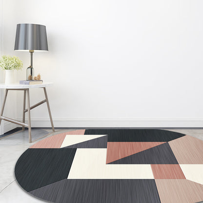 Vivolux | Neuheit Wohnzimmerteppich in Grau und Pink Farbkasten Unregelmäßige Form Druckteppich Polyester Rutschfeste Rückseite Bereichsteppich