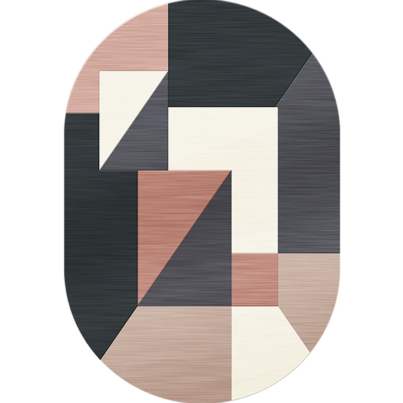 Vivolux | Neuheit Wohnzimmerteppich in Grau und Pink Farbkasten Unregelmäßige Form Druckteppich Polyester Rutschfeste Rückseite Bereichsteppich