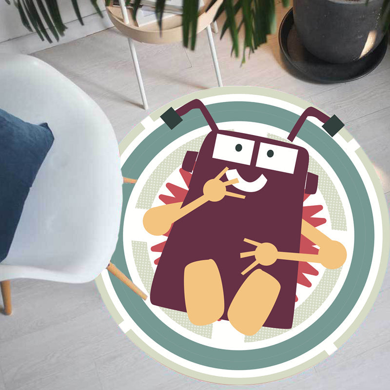 Vivolux | Stijlvolle Cartoon Karakter Patroon Tapijt Groen Kindertapijt Polyester Wasbaar Diervriendelijk Antislip Tapijt voor Kinderkamer