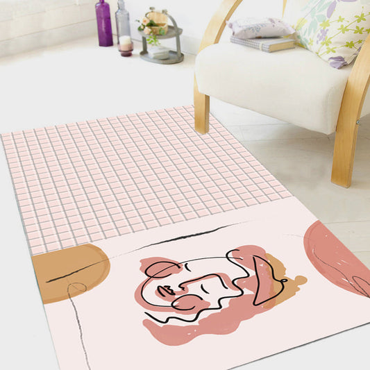 Vivolux | Rosa Hahnentritt-Muster Teppich Polyester Moderner Teppich Haustierfreundlicher Anti-Rutsch-Rücken Teppich für das Wohnzimmer