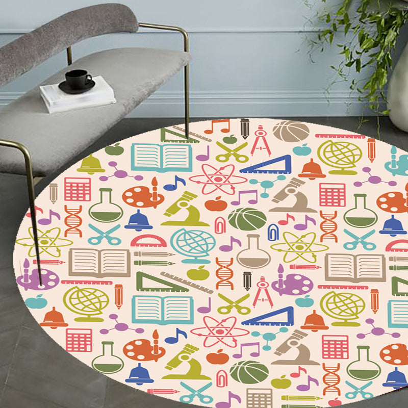 Vivolux | Abrikoos Kinderen Tapijt Polyester Kantoorbenodigdheden Patroon Tapijt Huisdier vriendelijk Wasbaar Antislip Achterkant Tapijt voor Decoratie