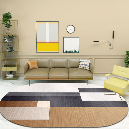 Vivolux | Neuheit Wohnzimmerteppich in Braun und Ivory Farbkasten Druck Teppich Polyester Fleckenbeständiger Teppich