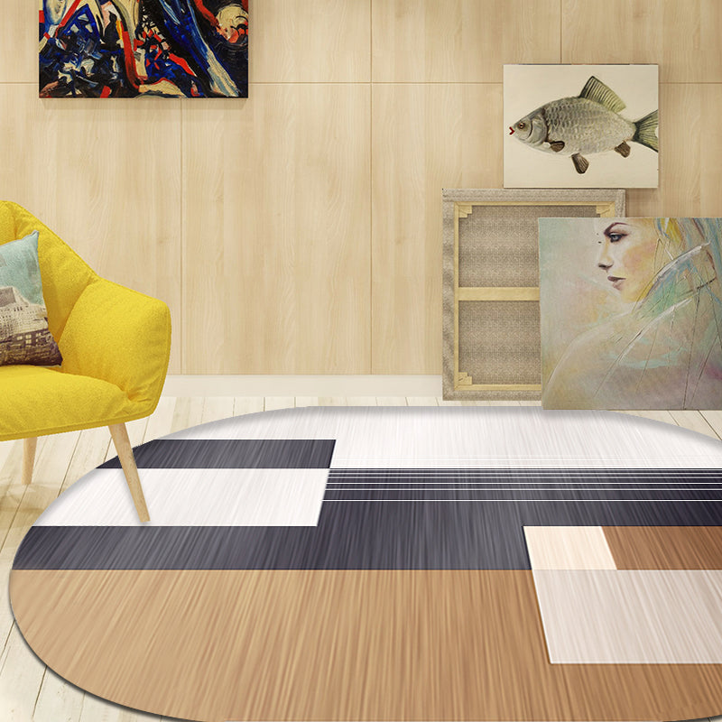 Vivolux | Neuheit Wohnzimmerteppich in Braun und Ivory Farbkasten Druck Teppich Polyester Fleckenbeständiger Teppich