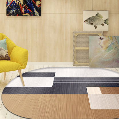 Vivolux | Neuheit Wohnzimmerteppich in Braun und Ivory Farbkasten Druck Teppich Polyester Fleckenbeständiger Teppich