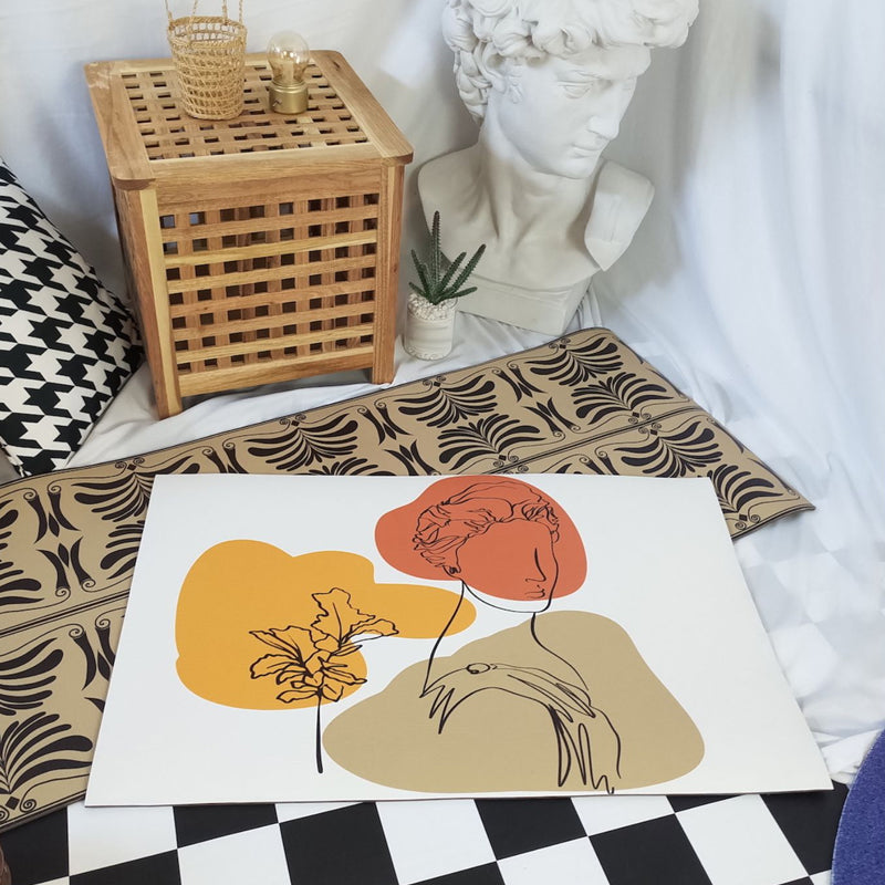 Vivolux | Moderner Charaktermuster Teppich mit Blatt Braun und Gelb Polyester Teppich Waschbar Haustierfreundlicher Teppich für Schlafzimmer