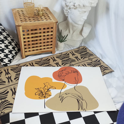 Vivolux | Moderner Charaktermuster Teppich mit Blatt Braun und Gelb Polyester Teppich Waschbar Haustierfreundlicher Teppich für Schlafzimmer