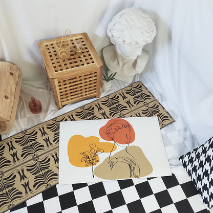 Vivolux | Moderner Charaktermuster Teppich mit Blatt Braun und Gelb Polyester Teppich Waschbar Haustierfreundlicher Teppich für Schlafzimmer