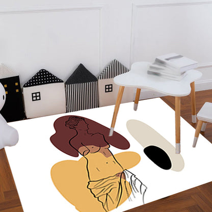 Vivolux | Moderner Charaktermuster Teppich mit Blatt Braun und Gelb Polyester Teppich Waschbar Haustierfreundlicher Teppich für Schlafzimmer